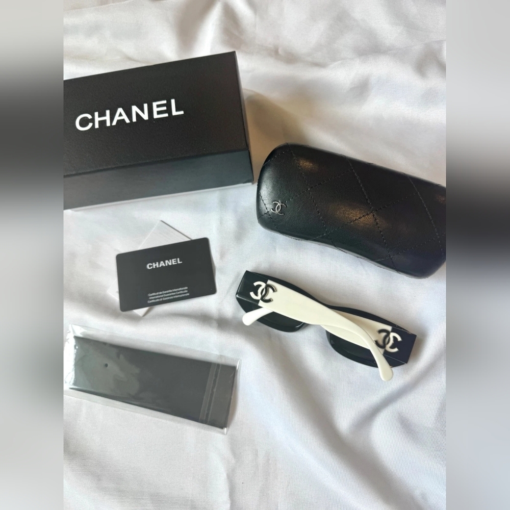 CHANEL BLACK & WHITE SUNGLASSES - Picture 6 of 10